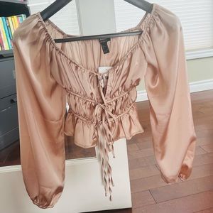 Nude Silky Tie Blouse